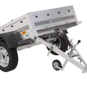 Petite remorque à vendre Garden Trailer 150 KIPP [avec bâche plate grise, roue jockey et tiges de support bâche]