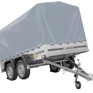 Remorque à deux essieux 264×150 UNITRAILER GARDEN 265/2 KIPP avec châssis H-1100 et bâche grise