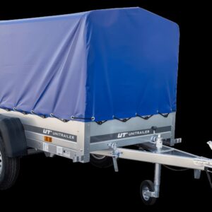 Remorque bagagère Garden Trailer 200 KIPP 200 x 106 cm avec bâche haute bleue, arceau et roue jockey