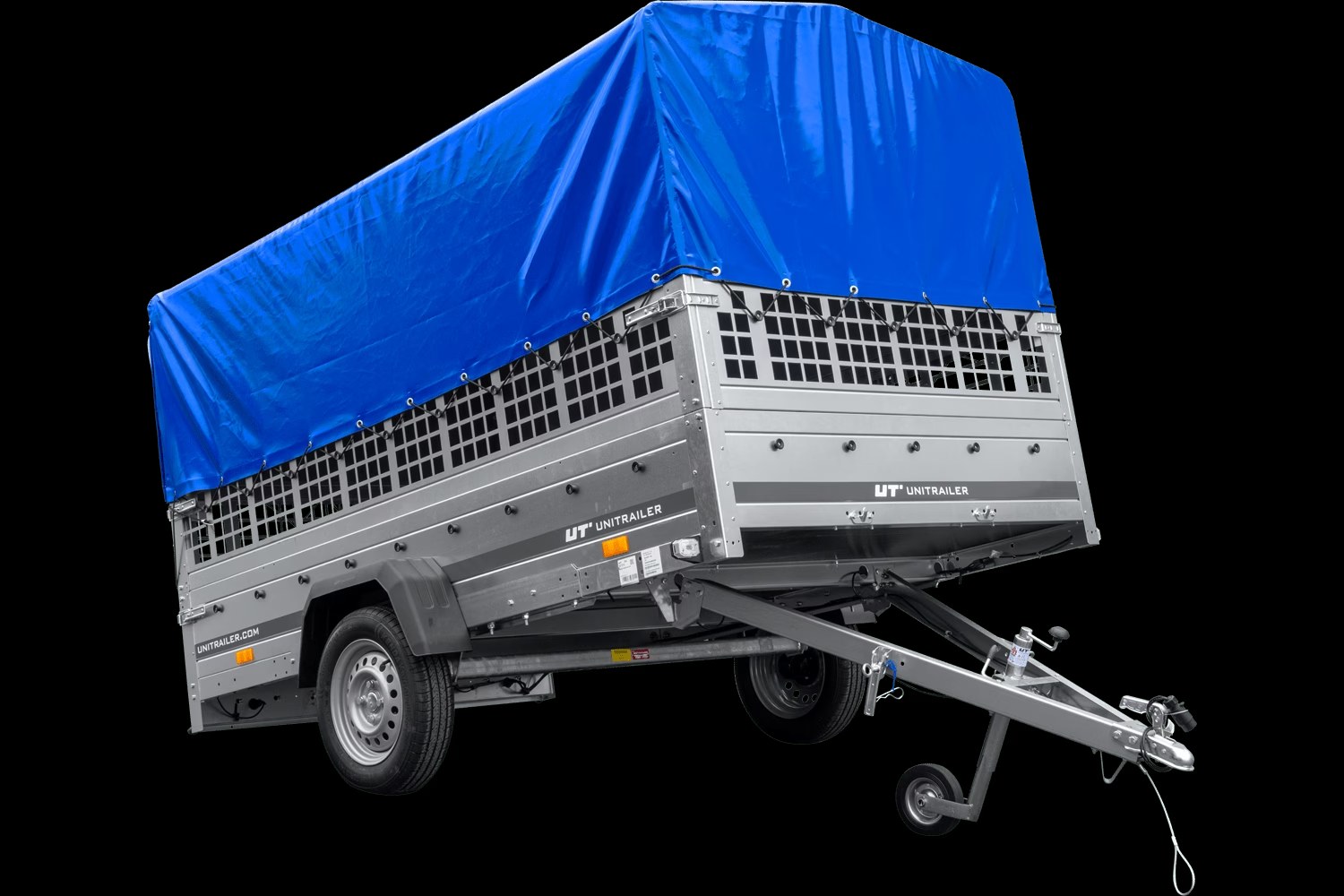 Remorque voiture 264×150 UNITRAILER GARDEN 265 KIPP avec ridelles grillagées, arceau H